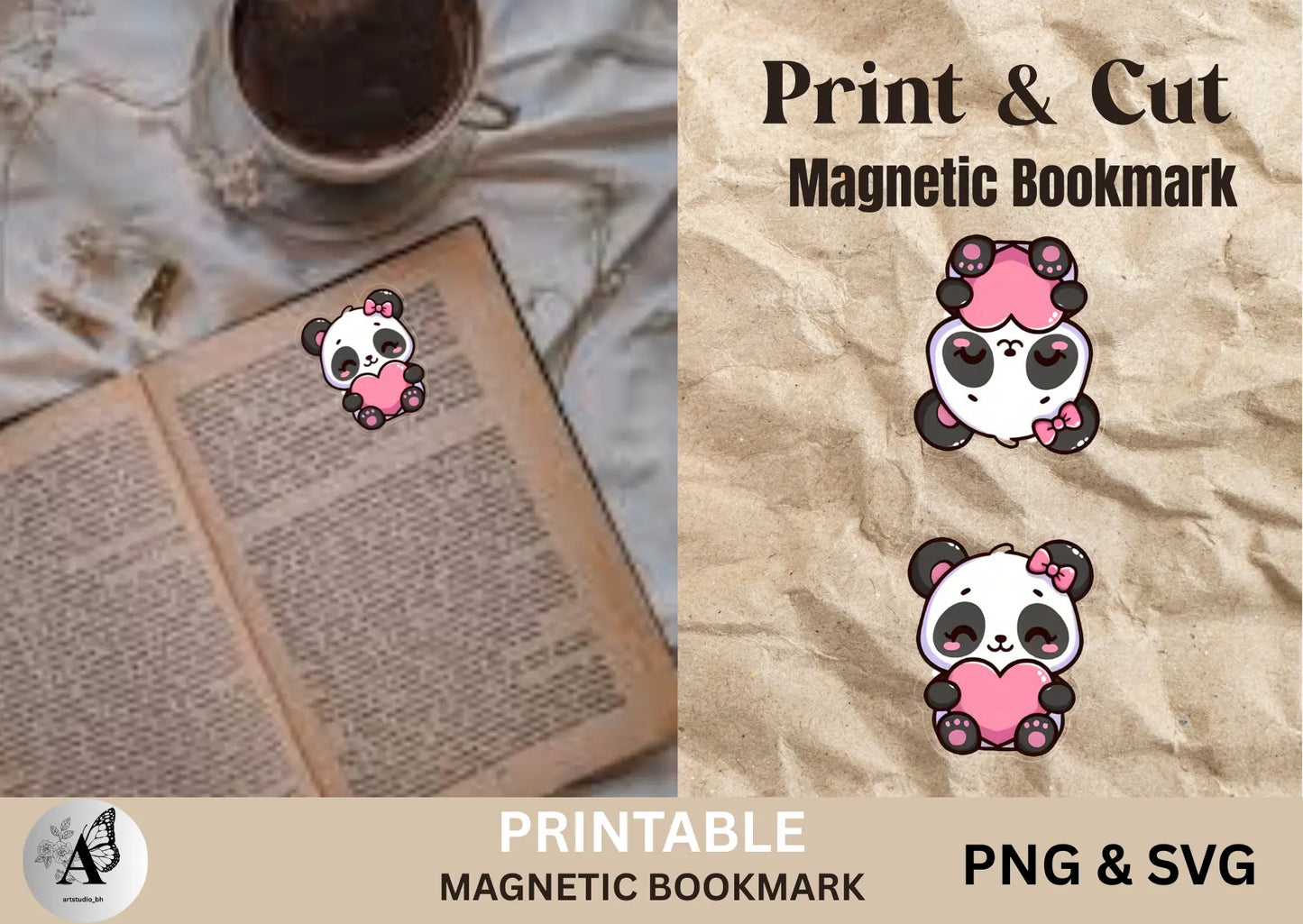 Panda Magnetic Bookmark - CraftsyWay