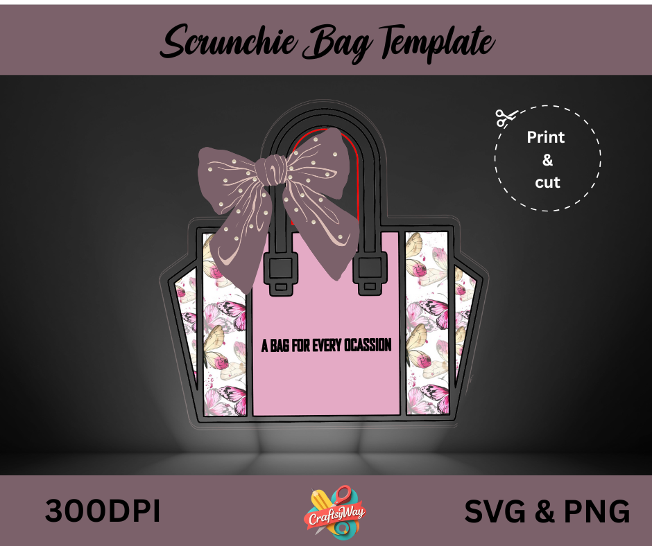 Scrunchie bag SVG template for hair accessory packaging