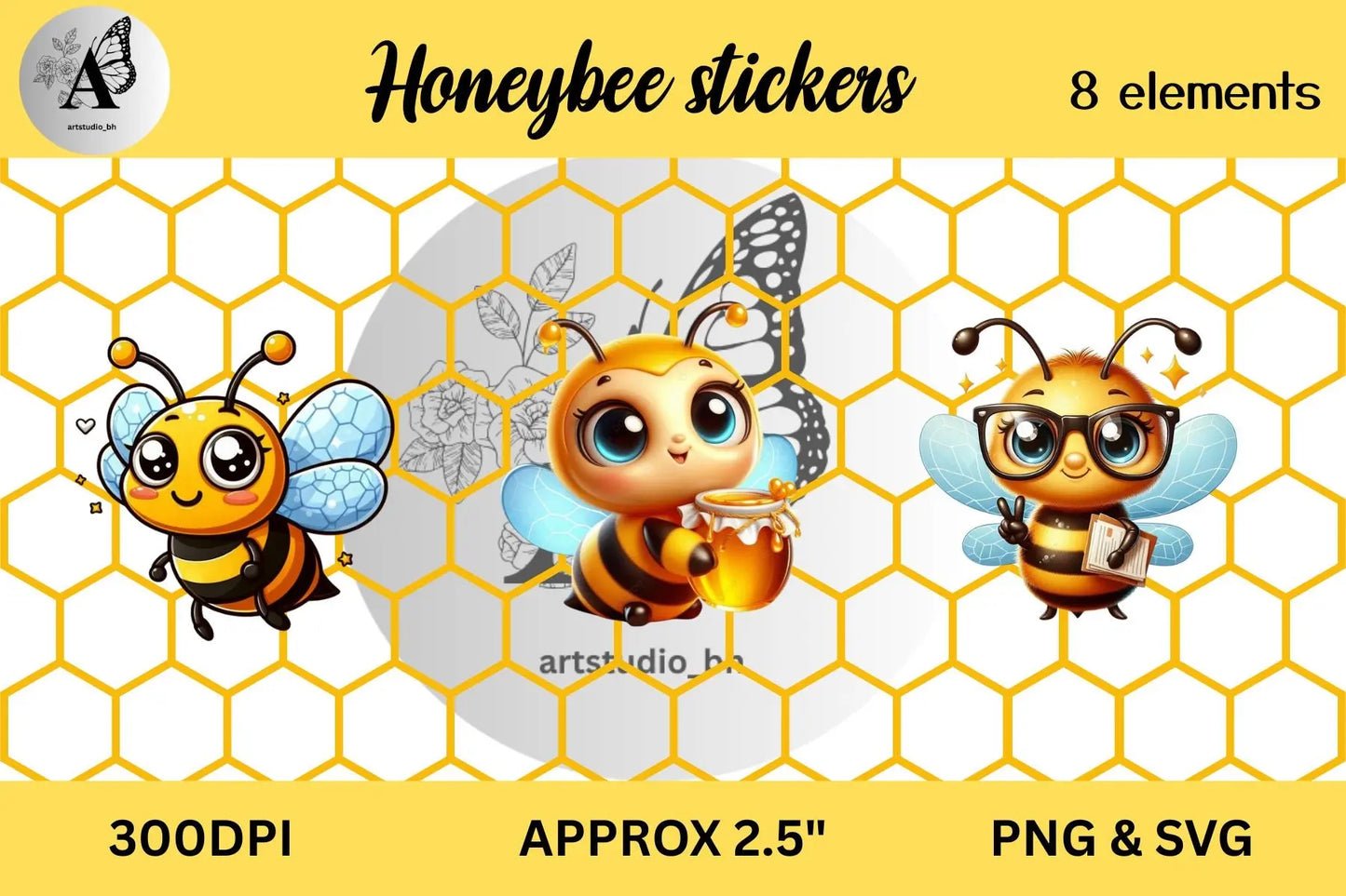 Honey bee stickers - CraftsyWay