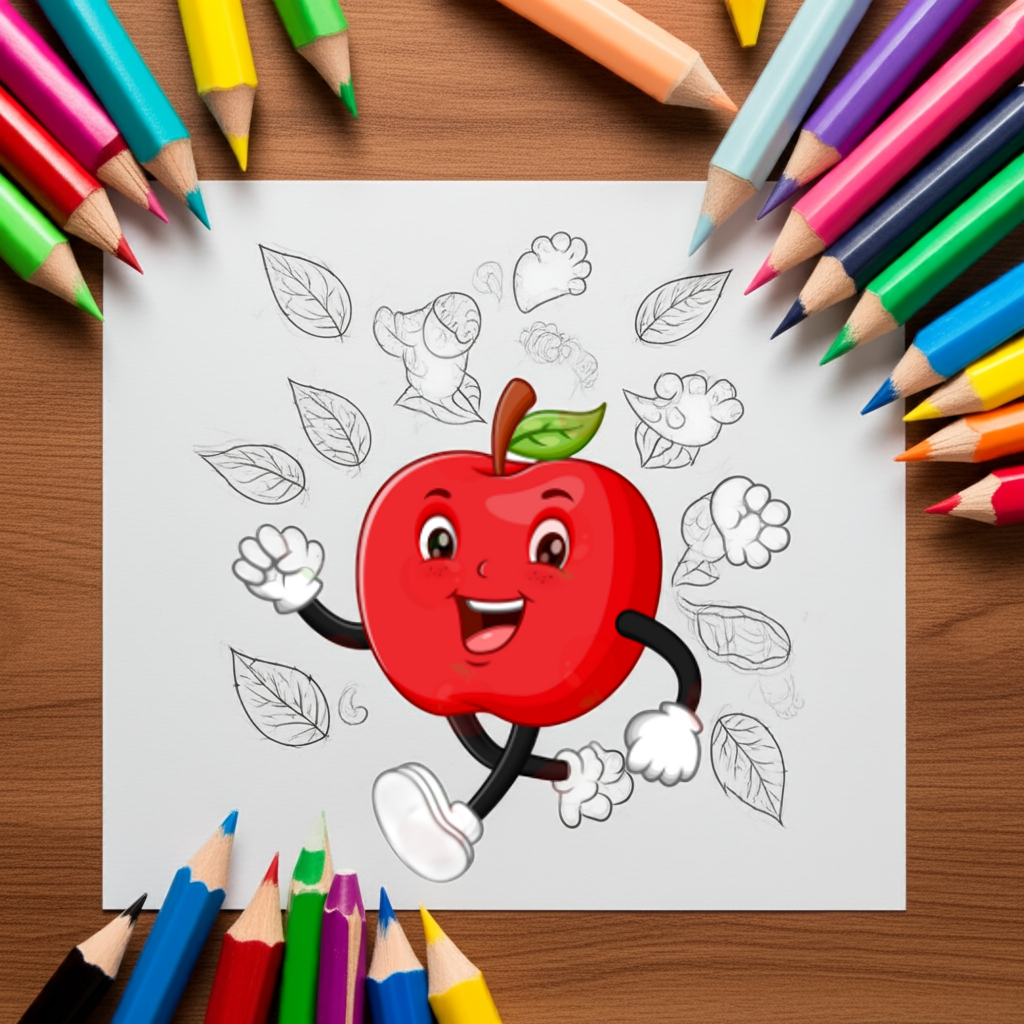 Apple Delights Coloring Pages Printable – 30 Apple‑Themed PNG & PDF Designs - CraftsyWay