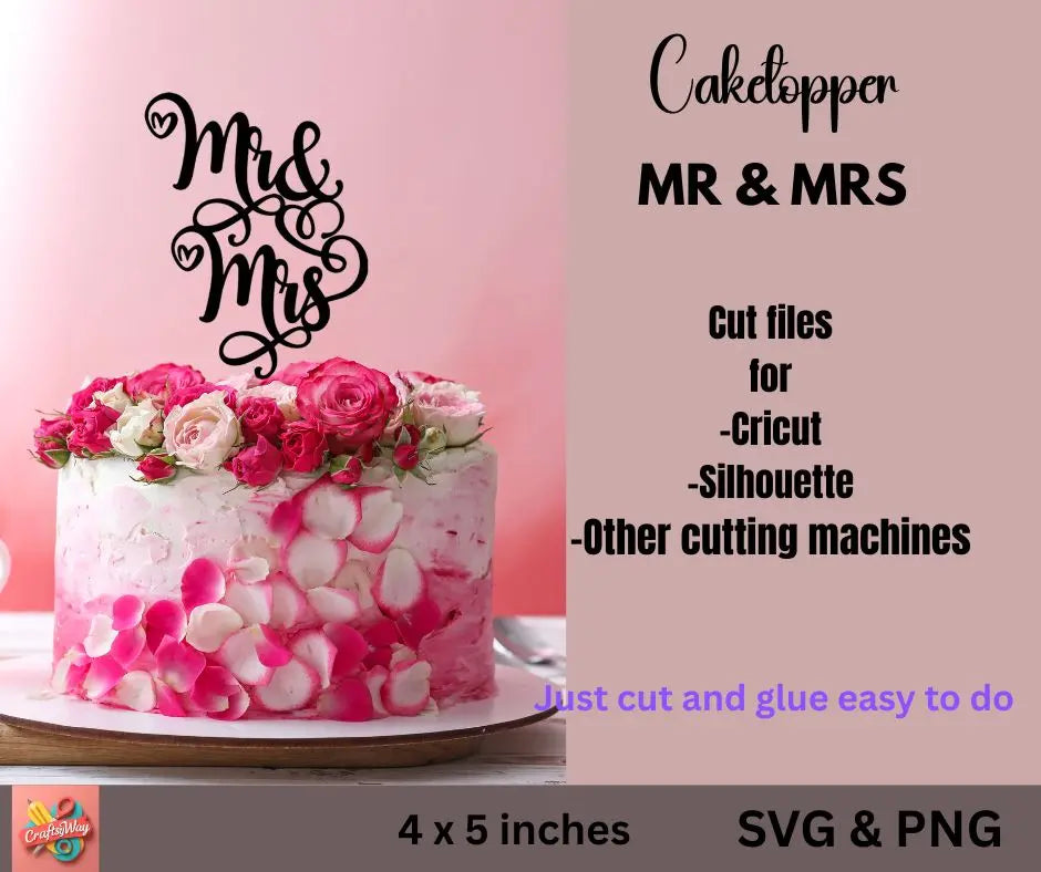 MR & MRS cake topper - CraftsyWay