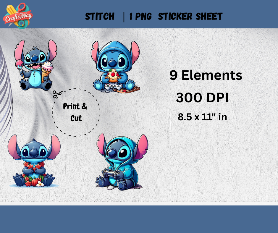 Cute Stitch Printable Sticker Sheet - CraftsyWay
