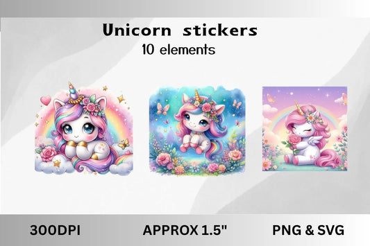 Unicorn stickers - CraftsyWay