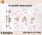 Printable bow bookmarks used in planner for girly reading aesthetic