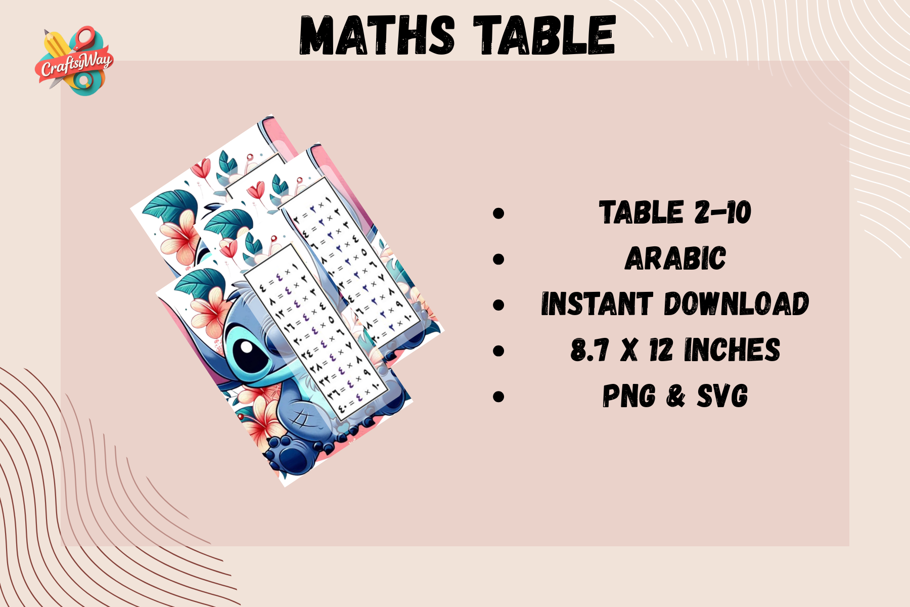 Arabic Multiplication Stitch Template - CraftsyWay