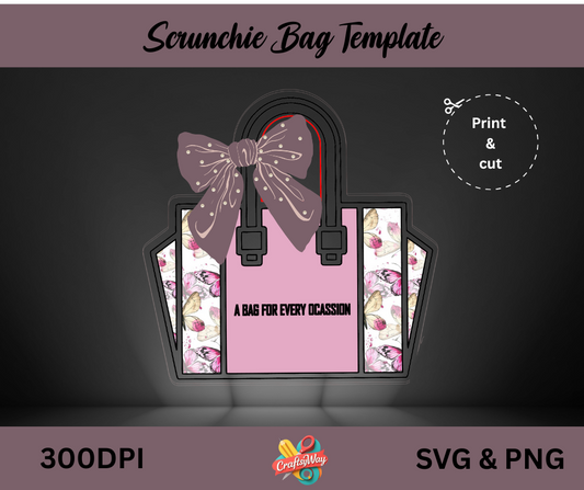 Scrunchie bag SVG template for hair accessory packaging