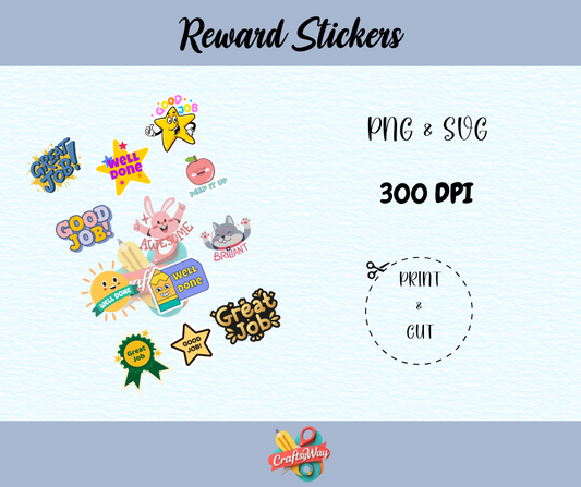Motivational reward sticker printable sheet in PNG format