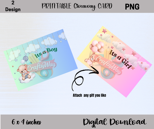Minimalist printable baby shower tags on gift bags