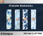 Printable Blue floral Bookmarks - CraftsyWay