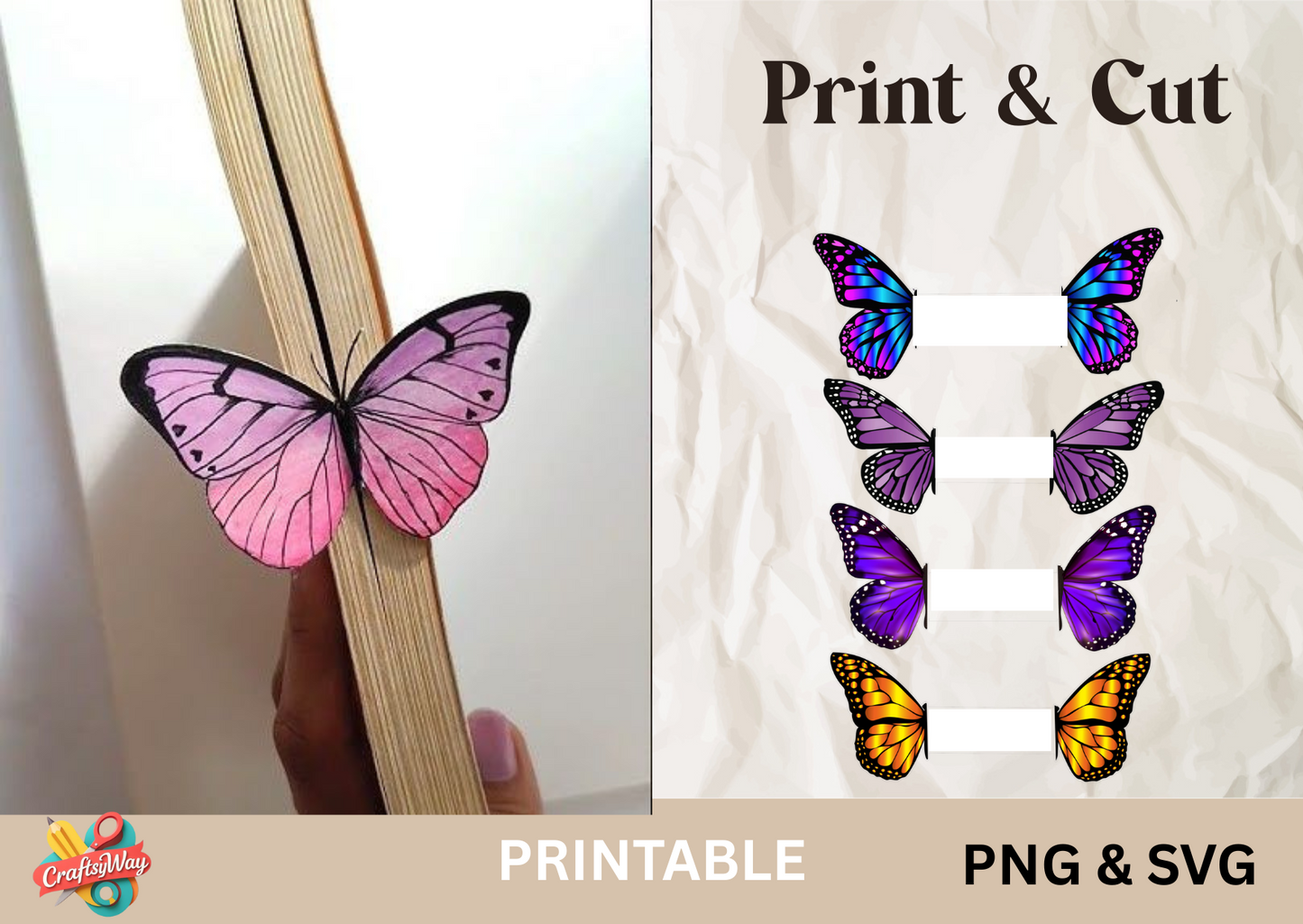 Butterfly Bookmark Printable | 3D Butterfly Bookmarks - CraftsyWay