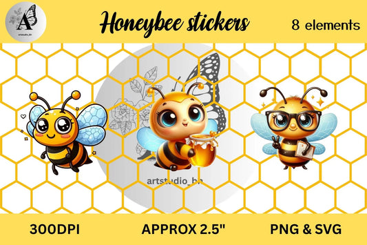 Honey bee stickers - CraftsyWay