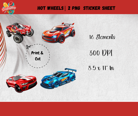 Hot Wheels PNG Sticker Sheet - CraftsyWay