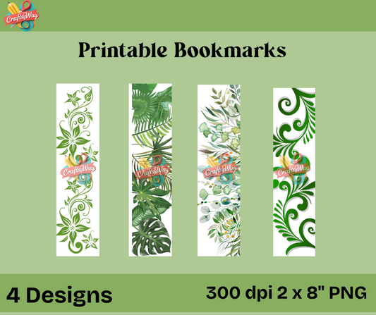 Green Botanical Printable Bookmarks - CraftsyWay
