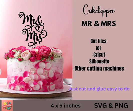 MR & MRS cake topper - CraftsyWay