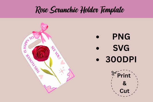 Rose Scrunchie Holder Template | Gift Display Card