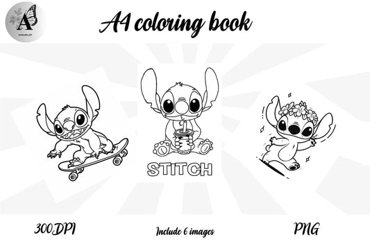 Stitch A4 coloring page - CraftsyWay