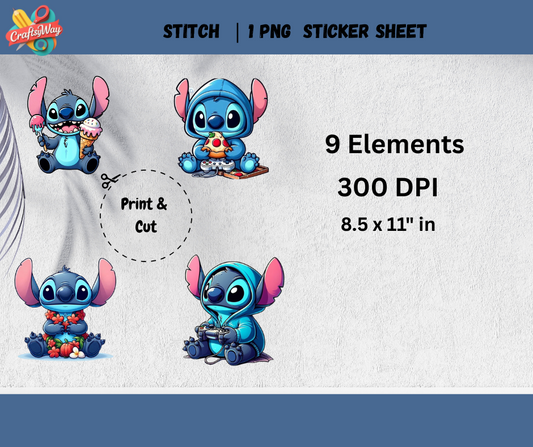 Cute Stitch Printable Sticker Sheet - CraftsyWay