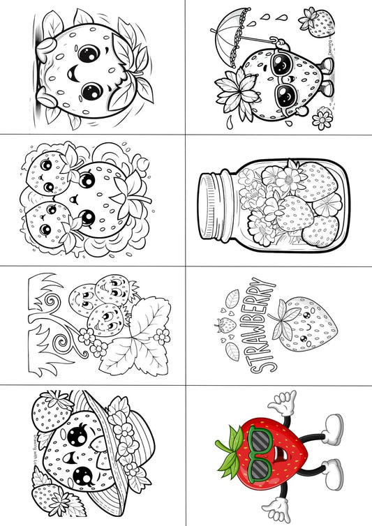 Strawberry A4 coloring book - CraftsyWay